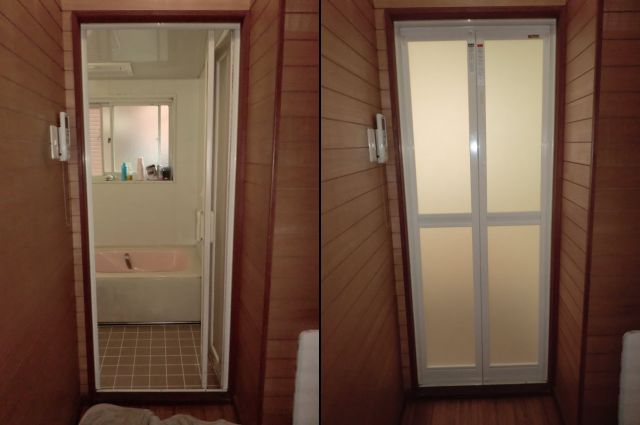 愛知県名古屋市 浴室ドアリフォーム「HPを見てお願いしました。大満足です！」工事店 リクシル（LIXIL）浴室中折れドア取替工事【株式会社サッシ.NET】
