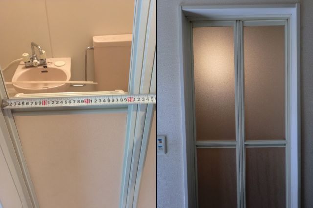 愛知県小牧市 浴室中折れドア「浴室ドアのパネルが一枚割れてしまった」工事店 樹脂パネル割替工事【株式会社サッシ.NET】